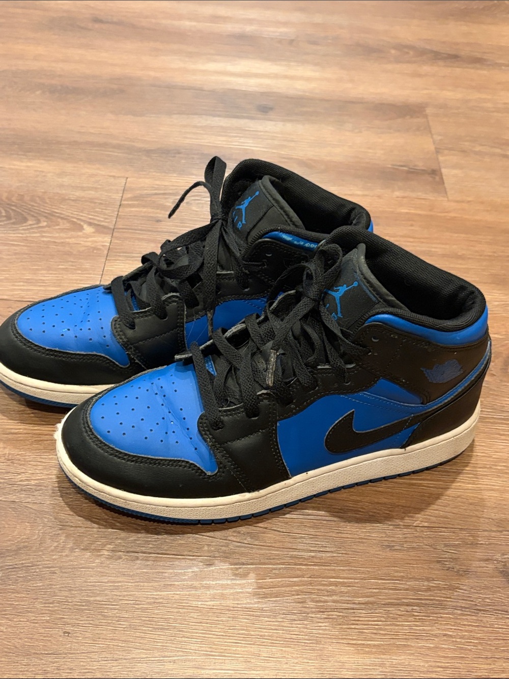 Air Jordan 1 Mid Black Royal Blue Shoes size 7Y